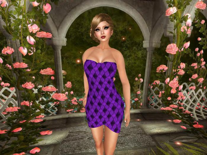 Woven Satin Ribbons Short Dress Amethyst