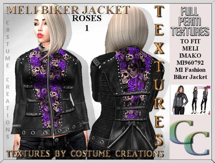 MELI BIKER JACKET MI960792 ROSES 1 FULL PERM TEXTURE