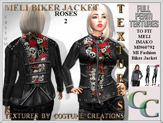 MELI BIKER JACKET MI960792 ROSES 2 FULL PERM TEXTURE