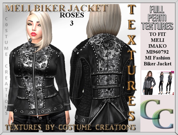 MELI BIKER JACKET MI960792 ROSES 3 FULL PERM TEXTURE
