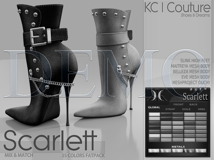 *DEMO* -KC- SCARLETT BOOTS / MAITREYA, BELLEZA, SLINK, TMP, EVE