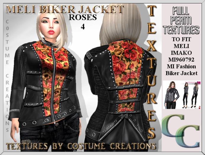 MELI BIKER JACKET MI960792 ROSES 4 FULL PERM TEXTURE