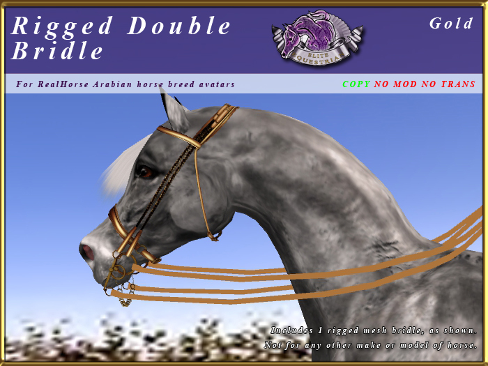 *E* Rigged Double Bridle  [BOXED] RHAB Gold