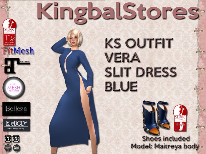KS OUTFIT VERA SLIT DRESS BLUE