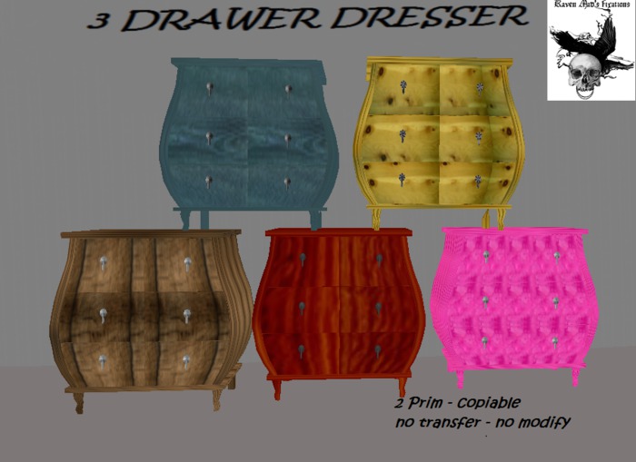 3 Drawer - Blue Wood 