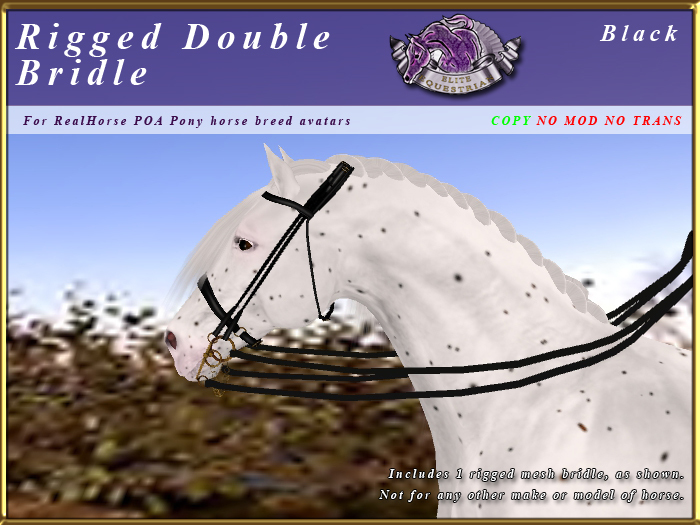 *E* Rigged Double Bridle  [BOXED] RHPOA Pony Black