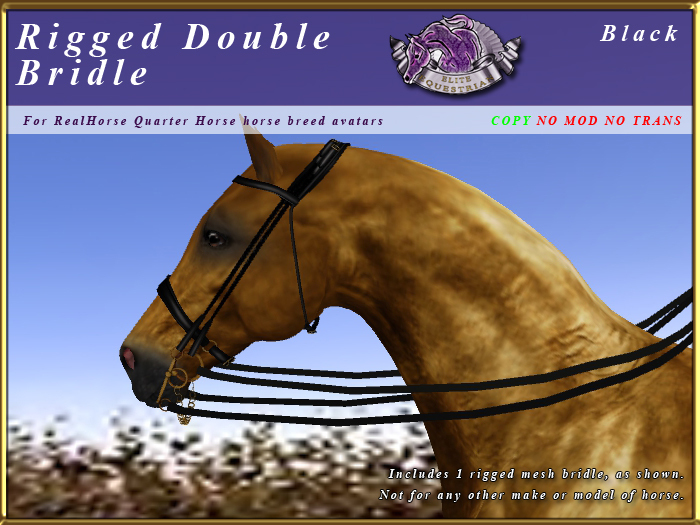 *E* Rigged Double Bridle  [BOXED] RHQH Black