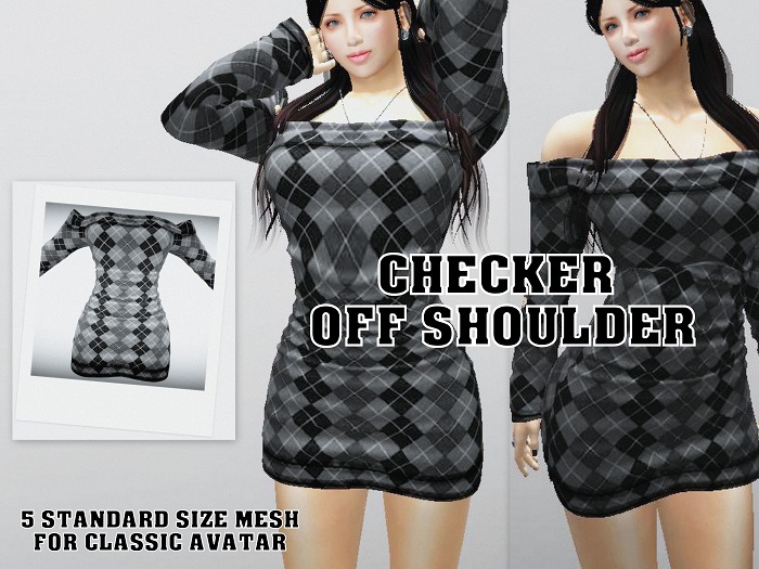 Off Shoulder Dress (Checker)
