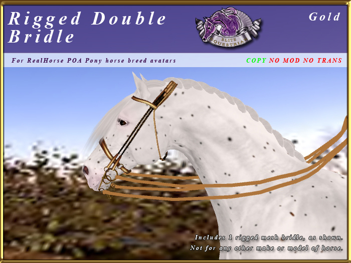 *E* Rigged Double Bridle  [BOXED] RHPOA Pony Gold