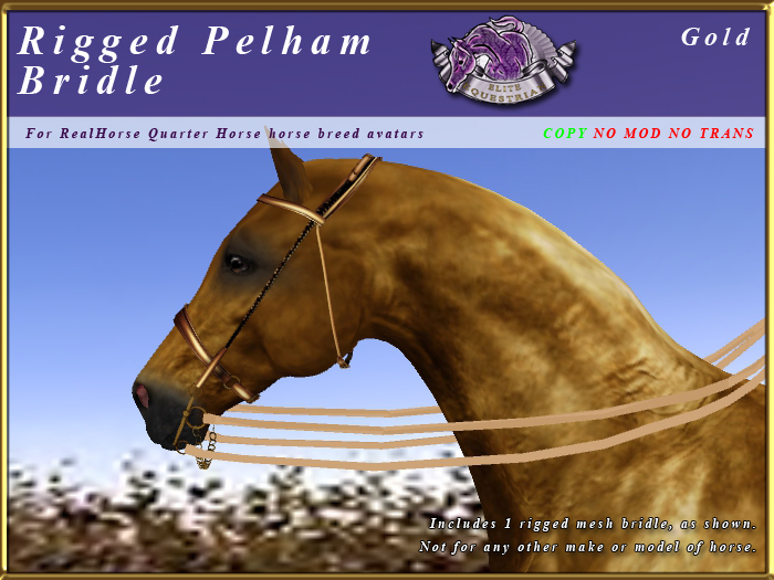 *E* Rigged Pelham Bridle  [BOXED] RHQH Gold