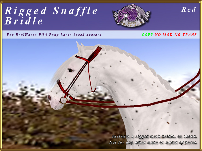 *E* Rigged Snaffle Bridle  [BOXED] RHPOA pony Red