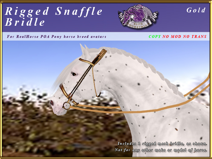 *E* Rigged Snaffle Bridle  [BOXED] RHPOA Pony Gold