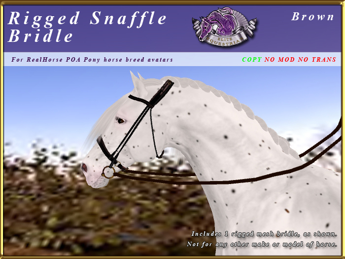 *E* Rigged Snaffle Bridle  [BOXED] RHPOA Pony Brown