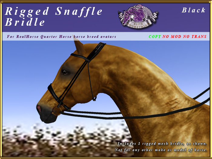 *E* Rigged Snaffle Bridle  [BOXED] RHQH Black