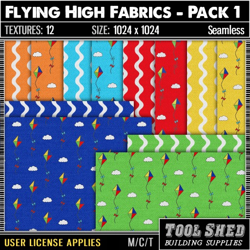 Second Life Marketplace Tool Shed Flying High Fabrics Pack 1