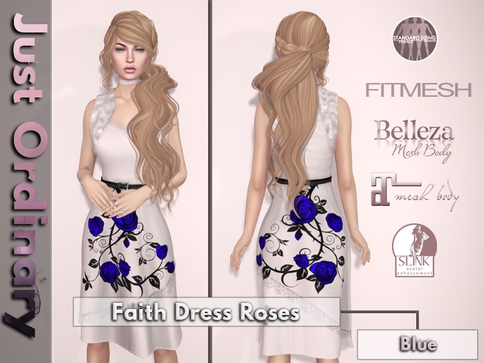 Faith Dress Roses Blue