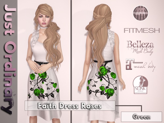 Faith Dress Roses Green