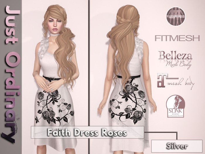 Faith Dress Roses Silver