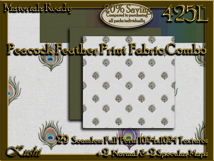 !Kushi! PeacockFeatherPrintCOMBO Textures -WEAR TO UNPACK