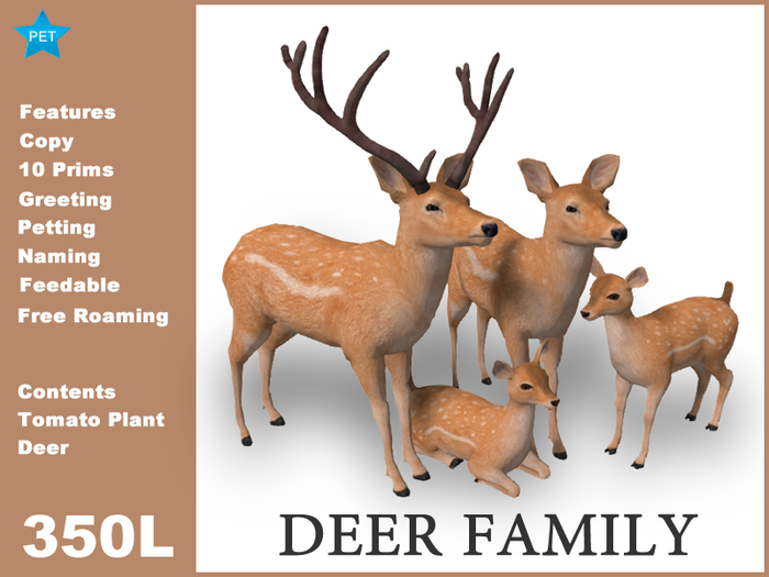 [TomatoPark] Deer Family Mesh ( roaming, animate, feedable, copy )