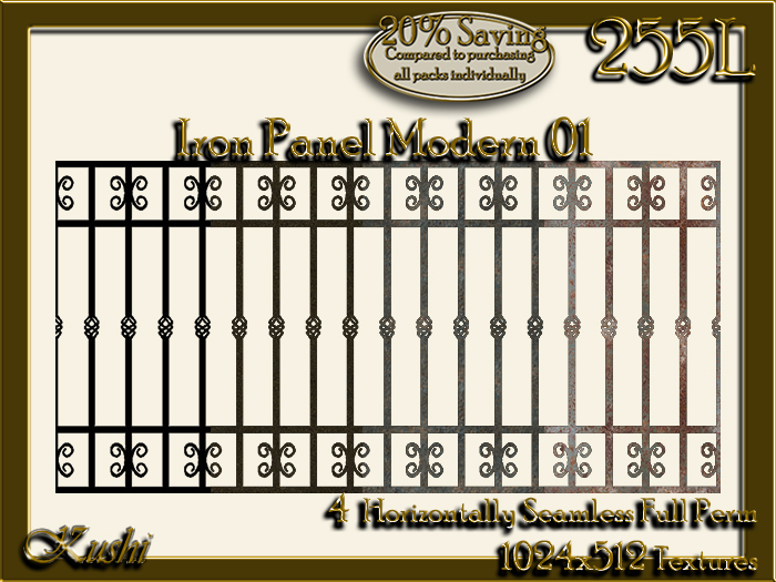 Iron Panel Modern 01 Combo Horizontally Seamless Textures Fence Railing