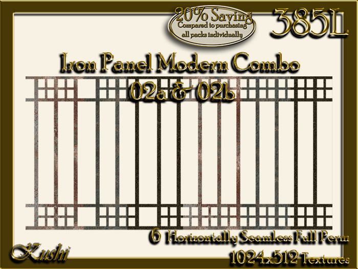 Second Life Marketplace - Iron Panel Modern 02ab COMBO Horizontally ...
