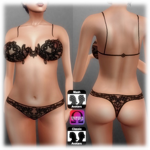 set lace lingerie black