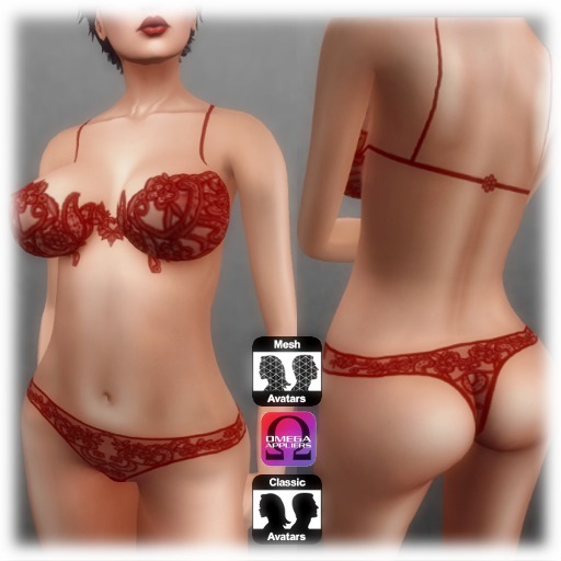 set lace lingerie red