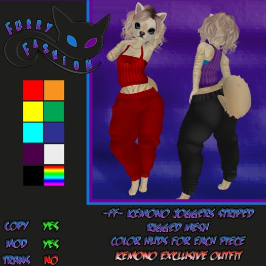 ~FF~ Kemono Joggers Striped