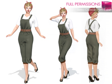 Full Perm Classic Rig Female Retro Vintage Overalls with T-Shirt for Classic Avatars
