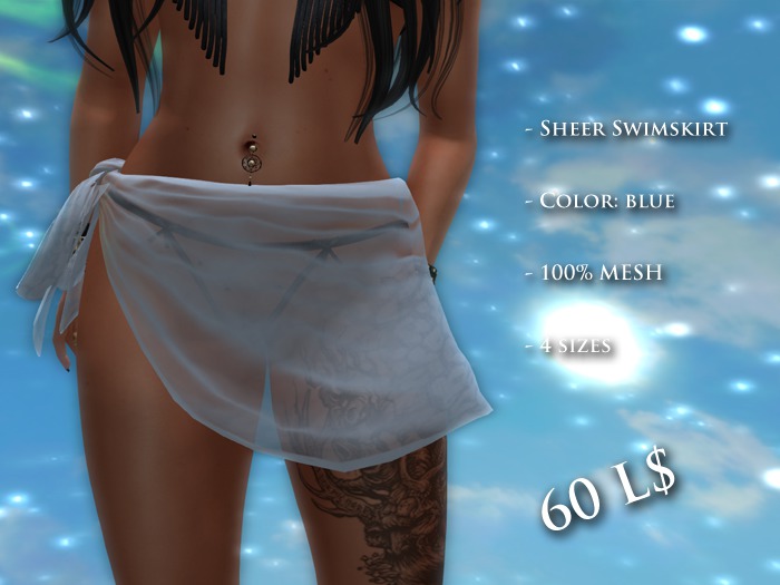 ~ Continue - Sheer Swimskirt Blue ~