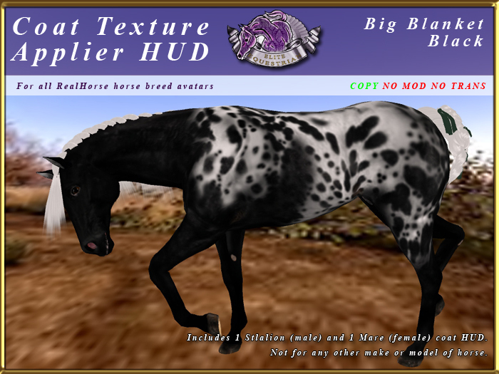 *E* RealHorse Coat Texture HUD [BOXED] Big Blanket Black