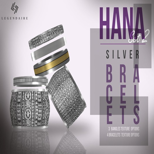 LEGENDAIRE HANA BRACELETS SET SILVER 2