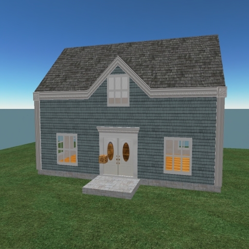 Blue and White Small Colonial House