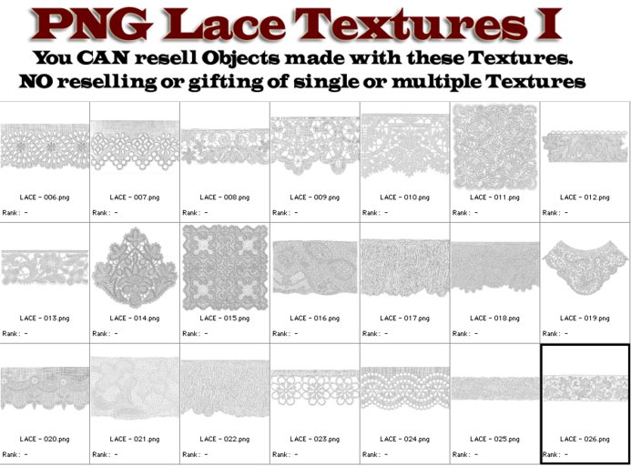 FULL PERM  SHABBY CHIC  VINTAGE  LACES TEXTURES ONE Lace Textures