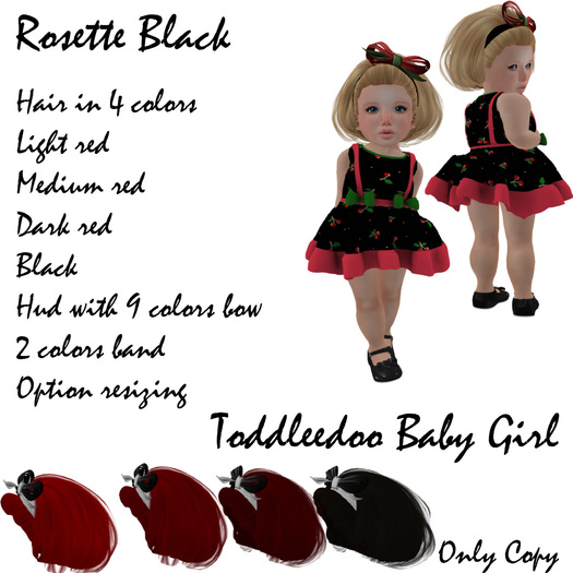 Toddleedoo Hair  Rosette Black