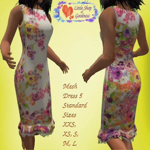 White Floral Summer Midi Dress With Skirt Frills Mesh