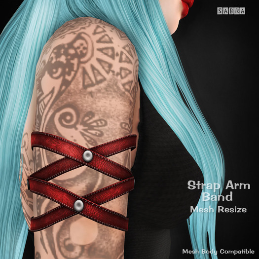 Sabra Mesh Leather Strap Arm Bands - Red