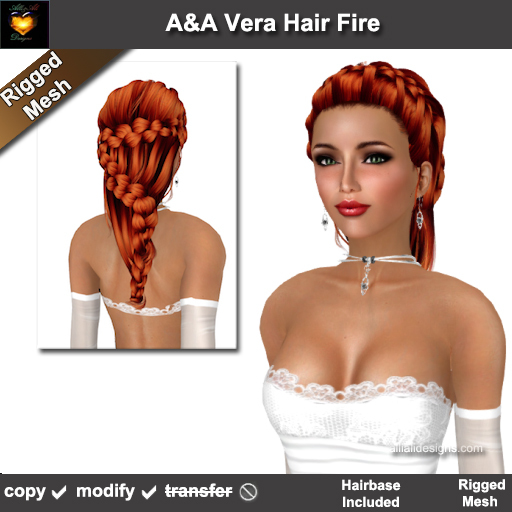 A&A Vera Hair Fire (Special Color) FUNCTIONAL DEMO. Rigged mesh long womens hairstyle