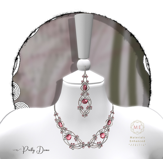 .::Pretty Demo::. Ruby and Shimmer  Necklace Earring Set