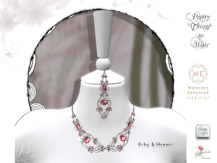 .::Pretty Things::. Ruby and Shimmer Necklace Earring Set