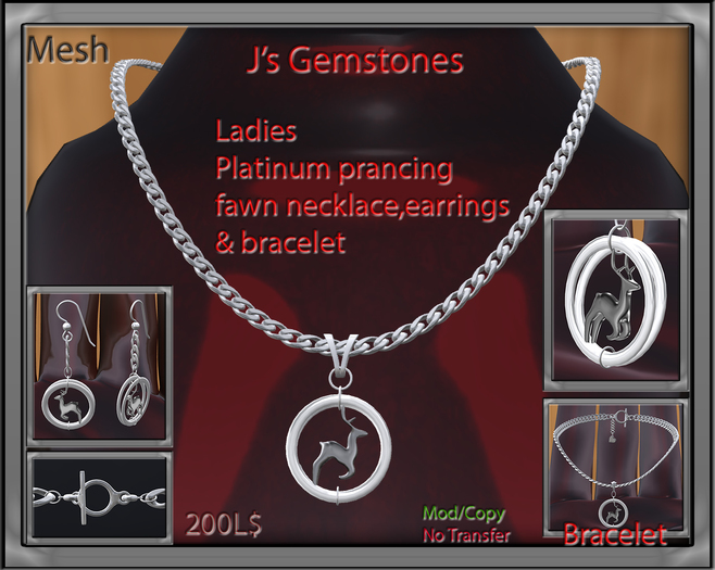 J's Platinum prancing fawn set