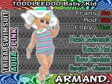 --ARMAND-- TRIBAL SWIMSUIT - AQUA-PINK