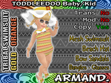 --ARMAND-- TRIBAL SWIMSUIT - GOLD-ORANGE