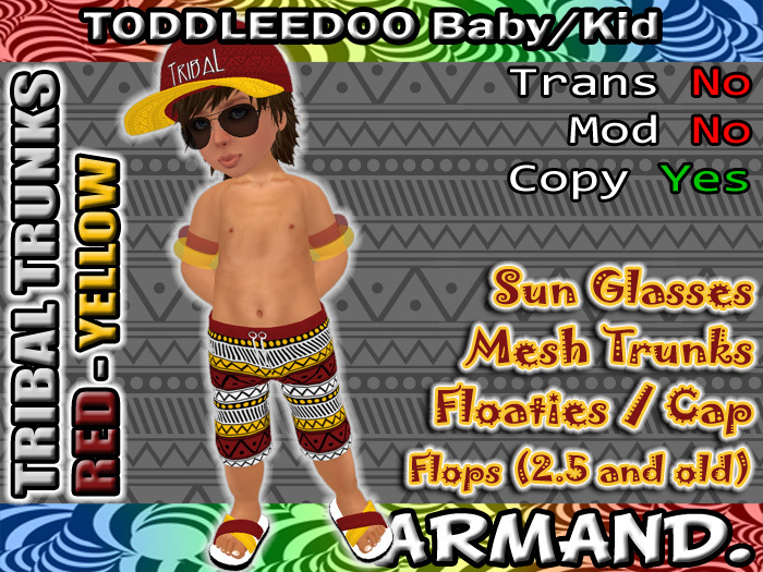 --ARMAND-- TRIBAL TRUNKS - RED-YELLOW
