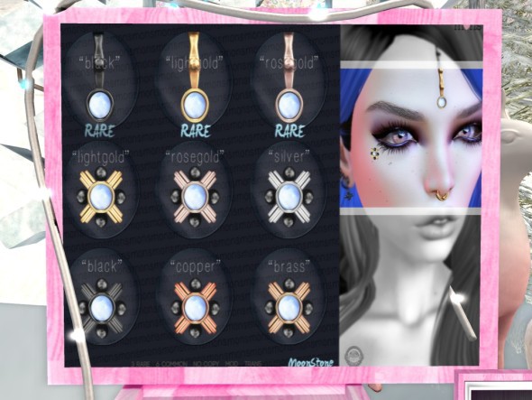 MONS / MESH - MoonStone CheekPiercing (brass)