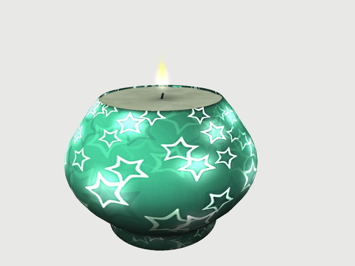 Table Candle Green White 