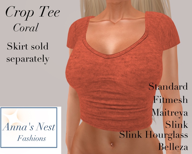 AN Crop Tee Coral (wear to unpack)