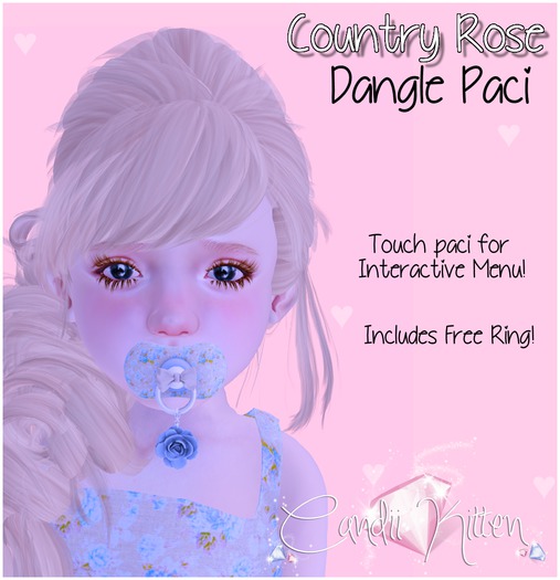Candii Kitten - Country Rose Dangle Paci  Blue
