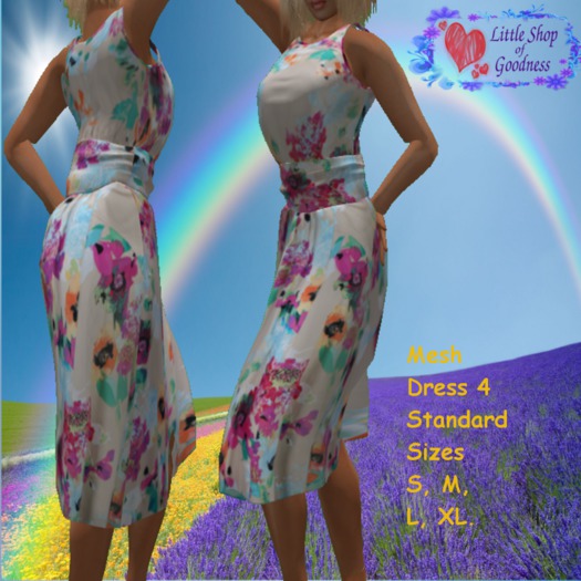 Beige Summer Dress With Floral Print- Sleeveless, Midi, Mesh